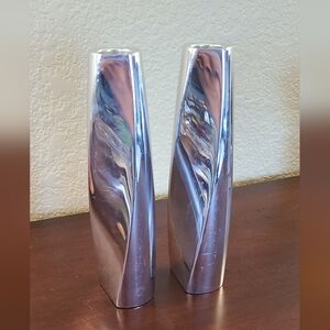 Nambe candlestick holders marked Fred Bould 2007 6236